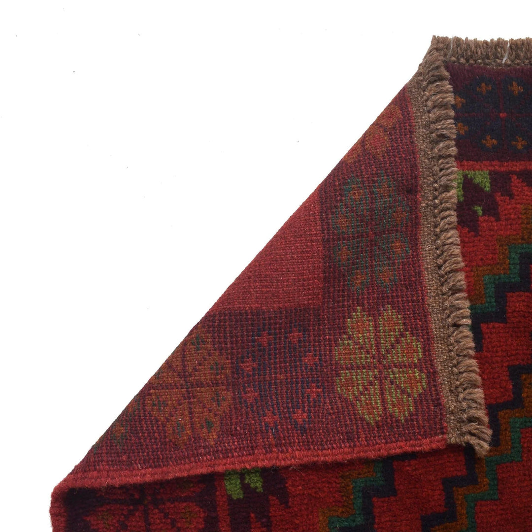 Red Afghan Baluchi Rug 4' 2" x 6' 8" Hand-Knotted | No. AL32809