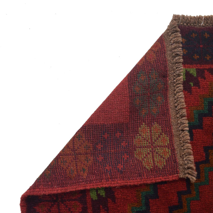 Red Afghan Baluchi Rug 4' 2" x 6' 8" Hand-Knotted | No. AL32809
