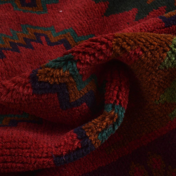 Red Afghan Baluchi Rug 4' 2" x 6' 8" Hand-Knotted | No. AL32809