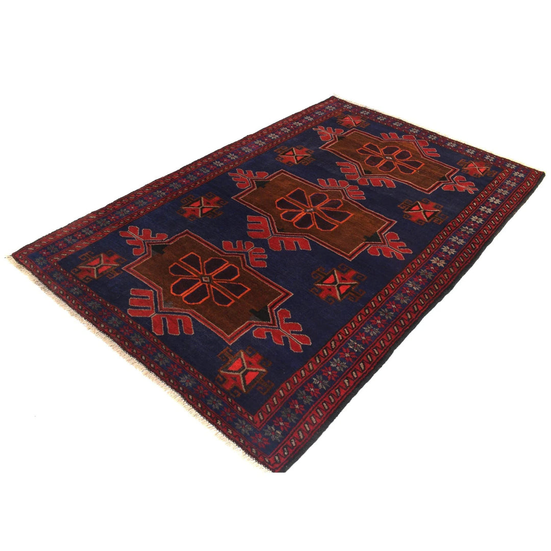 Blue Afghan Baluchi Rug 4' 5" x 7' 1" Hand-Knotted | No. AL32828