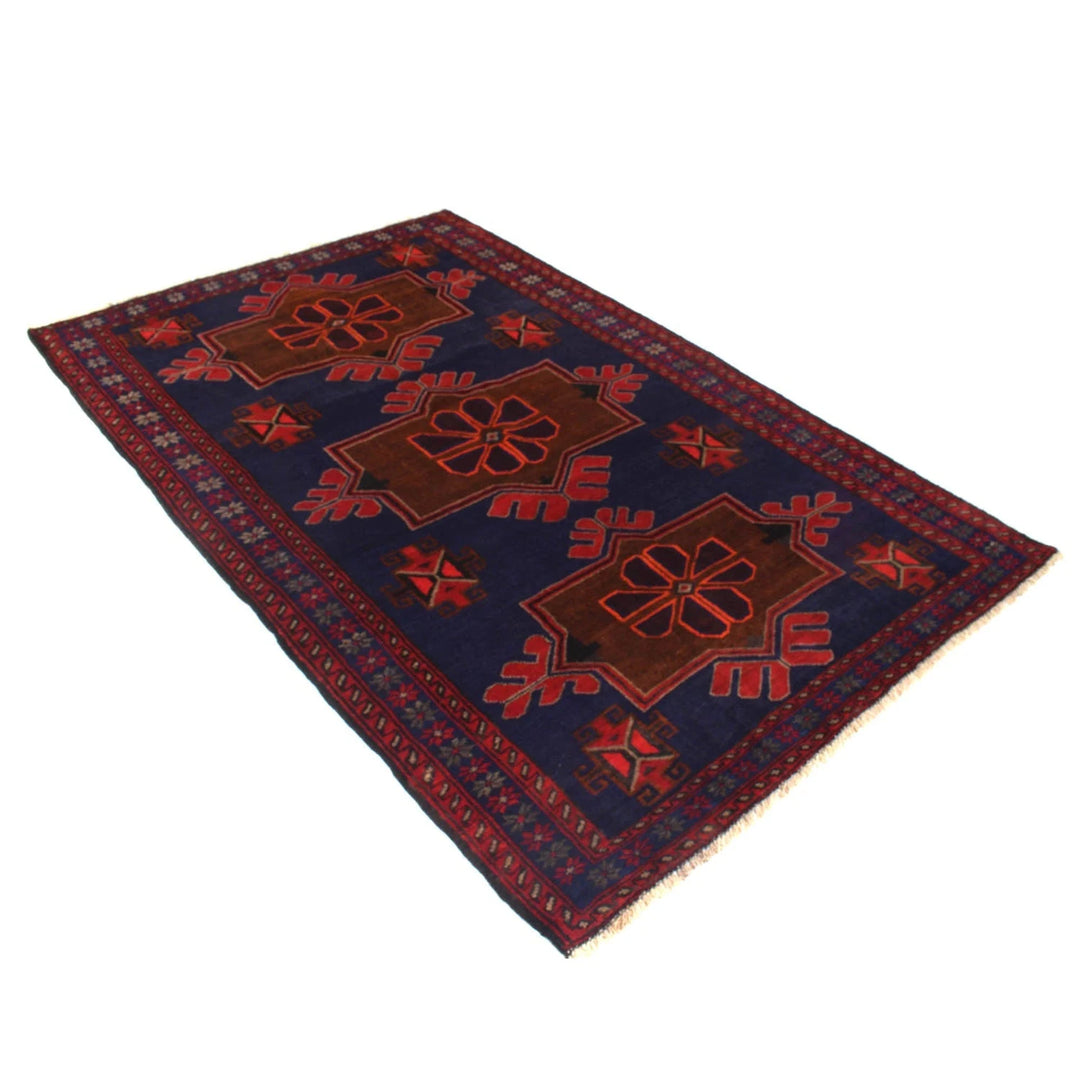Blue Afghan Baluchi Rug 4' 5" x 7' 1" Hand-Knotted | No. AL32828