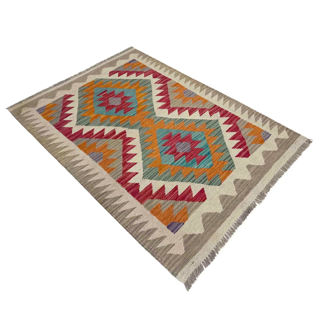 Afghan Vegetable Kilim Rug 2' 9" x 4' 0" Flat-Weave | No. AL328444