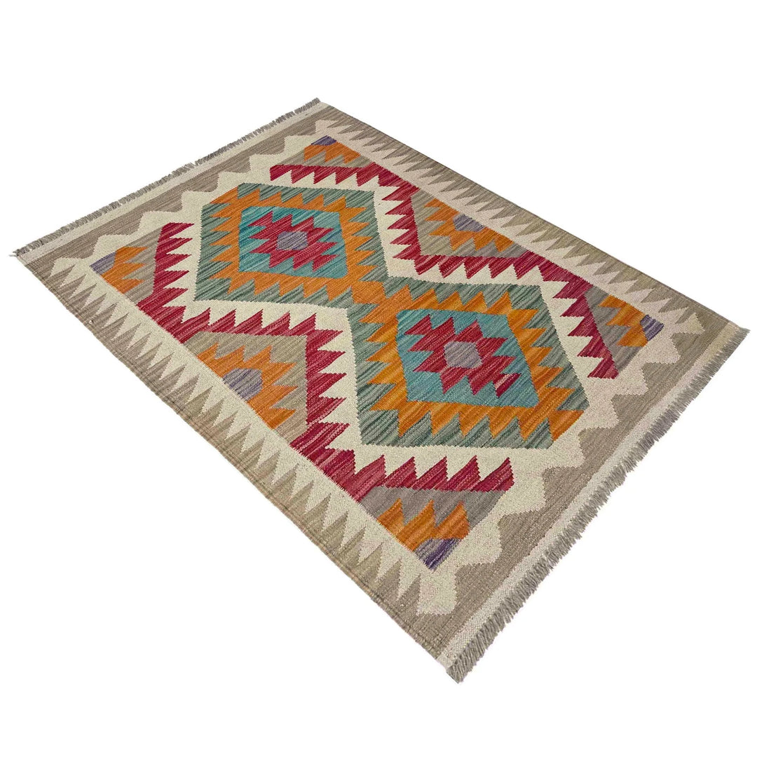 Afghan Vegetable Kilim Rug 2' 9" x 4' 0" Flat-Weave | No. AL328444