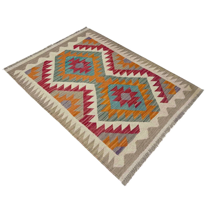 Afghan Vegetable Kilim Rug 2' 9" x 4' 0" Flat-Weave | No. AL328444