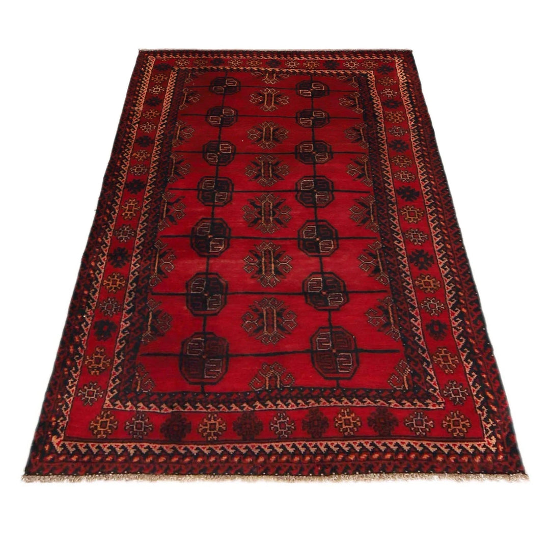 Red Afghan Baluchi Rug 2' 11" x 4' 11" Hand-Knotted | No. AL32889