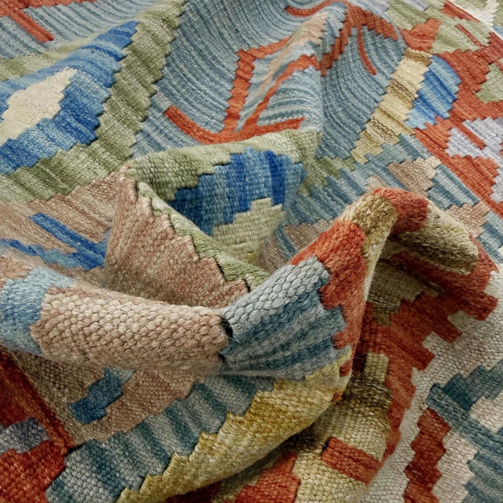 Afghan Vegetable Kilim Rug 3' 5" x 5' 2" Flat-Weave | No. AL329386