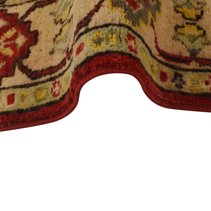 Red Afghan Kazak Rug 3' 5" x 4' 9" Hand-Knotted | No. AL33039