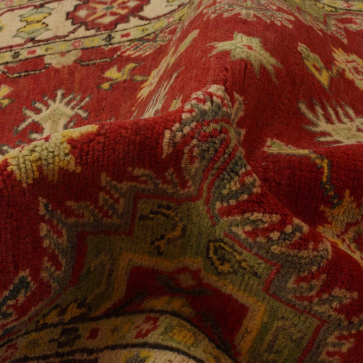 Red Afghan Kazak Rug 3' 5" x 4' 9" Hand-Knotted | No. AL33039