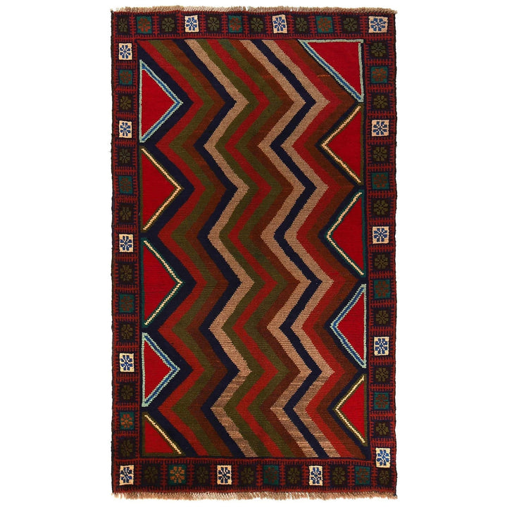 Afghan Baluchi Rug 3' 7" x 6' 3" Hand-Knotted | No. AL33043