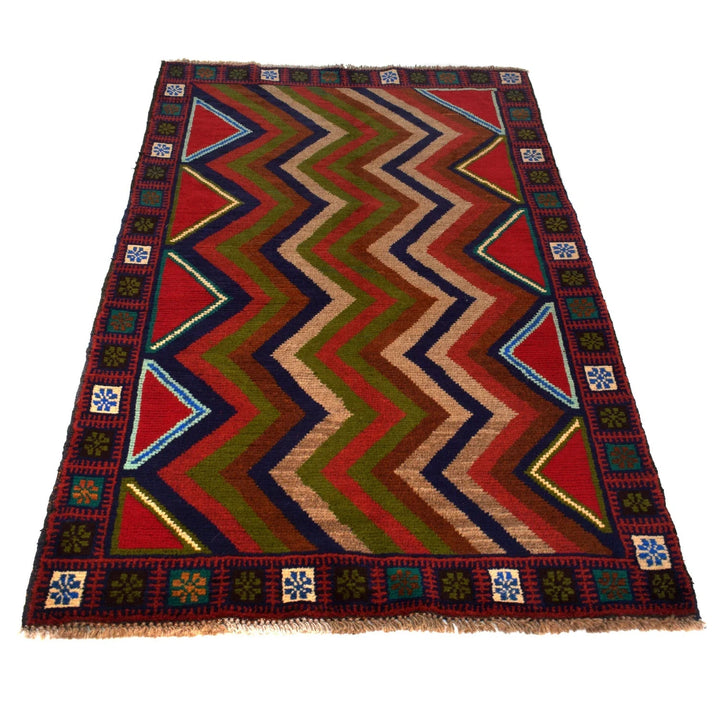 Afghan Baluchi Rug 3' 7" x 6' 3" Hand-Knotted | No. AL33043