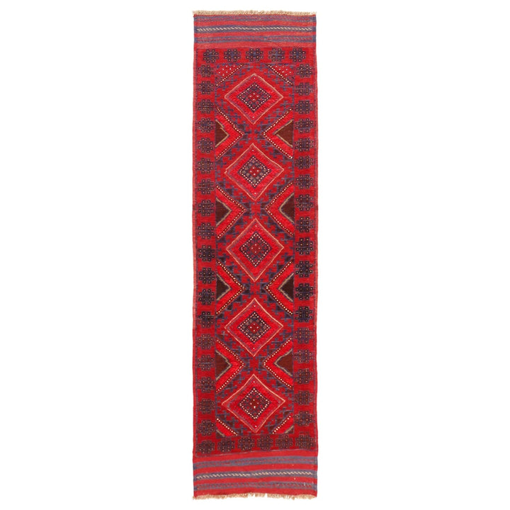 Red Afghan Mashwani Rug 2' 1" x 8' 2" Hand-Knotted | No. AL33047