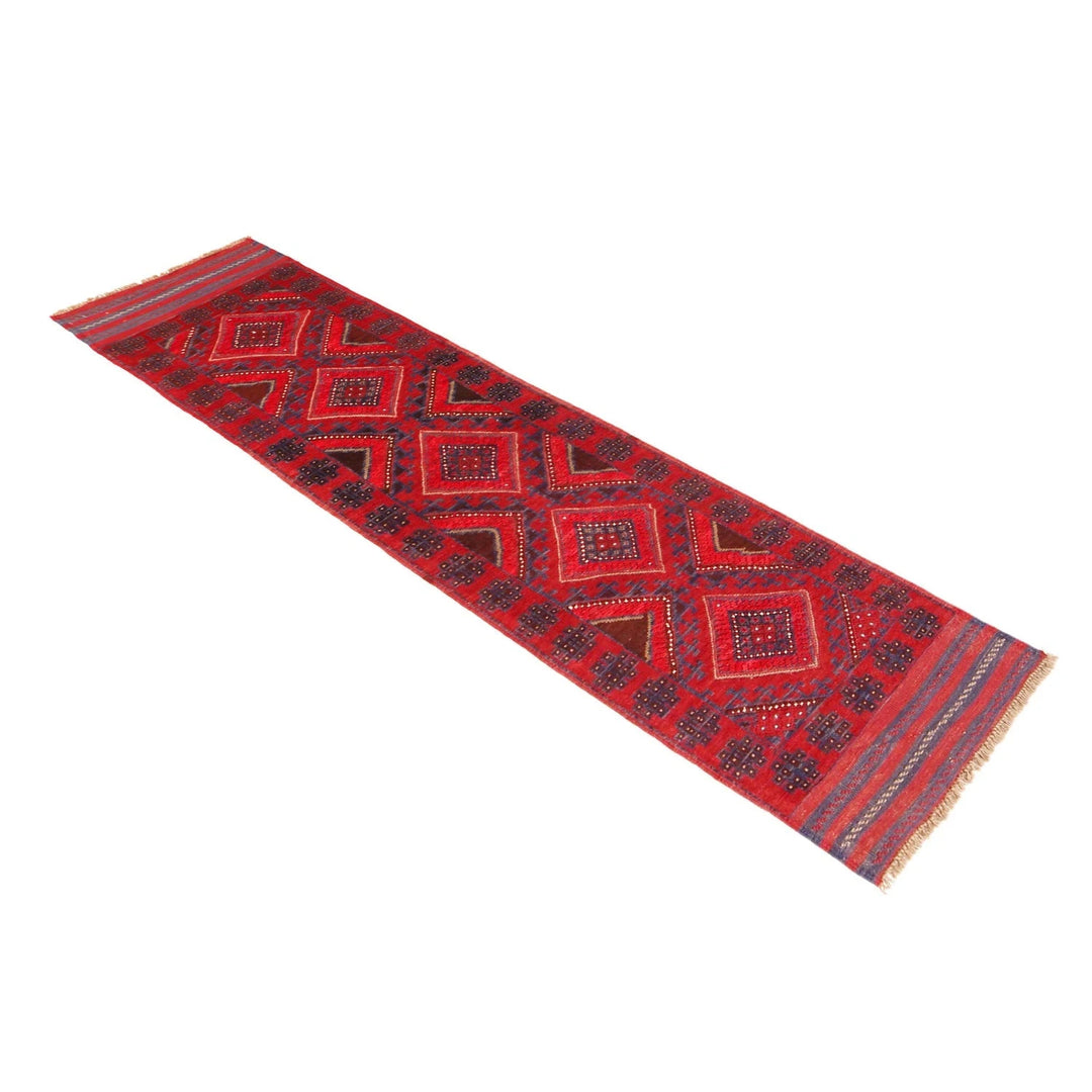 Red Afghan Mashwani Rug 2' 1" x 8' 2" Hand-Knotted | No. AL33047