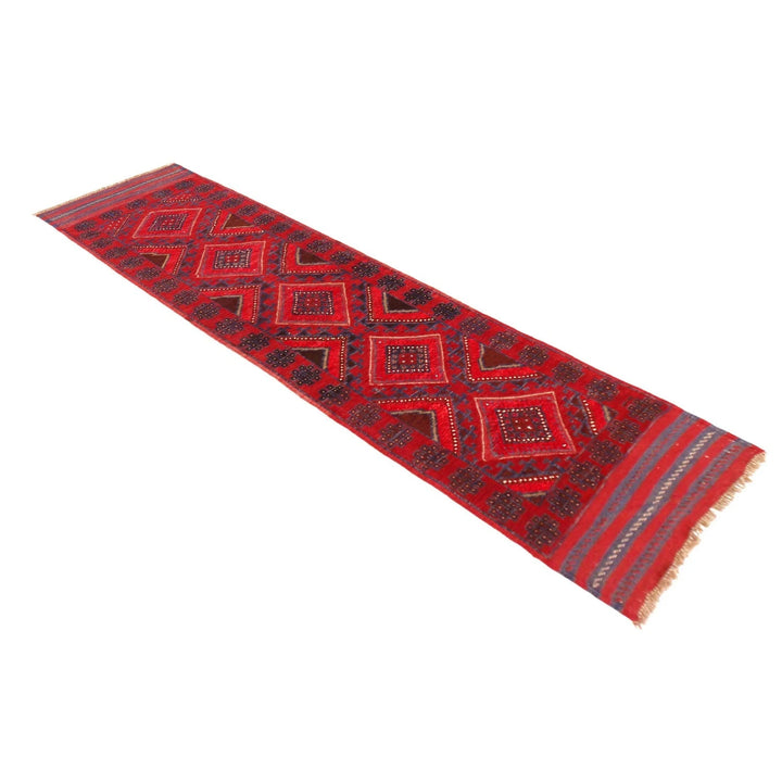 Red Afghan Mashwani Rug 2' 1" x 8' 2" Hand-Knotted | No. AL33047