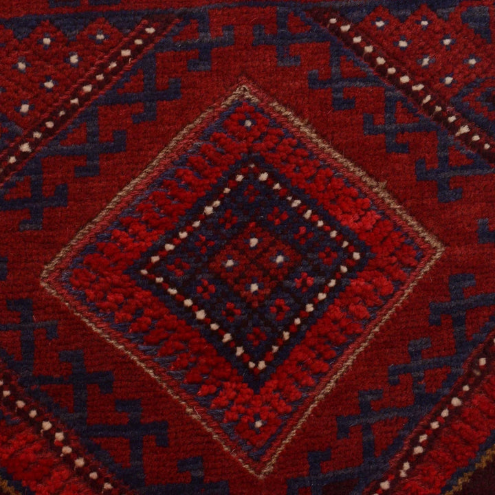 Red Afghan Mashwani Rug 2' 1" x 8' 2" Hand-Knotted | No. AL33047