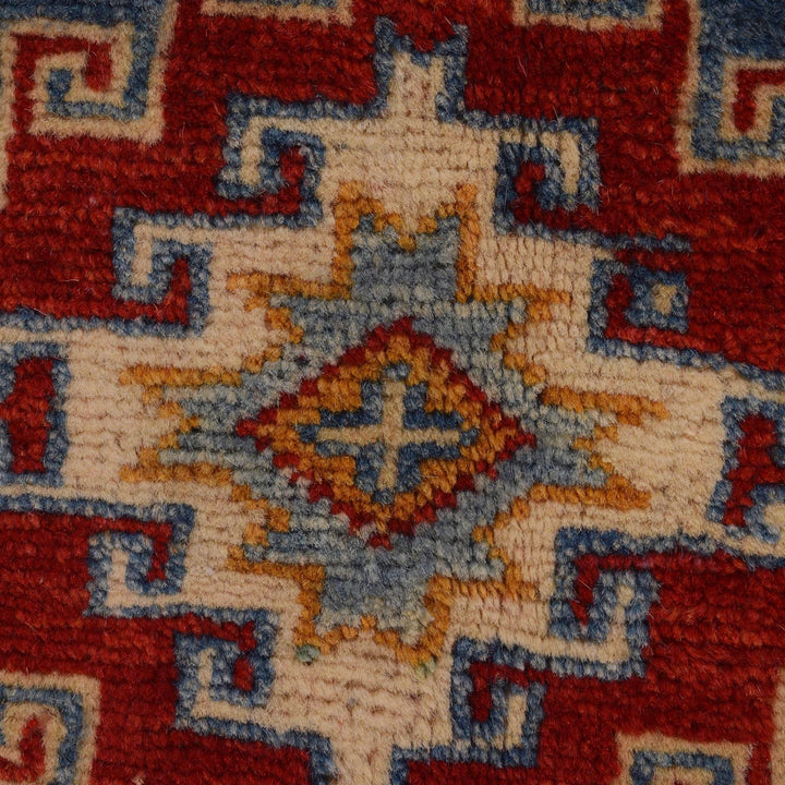 Blue Afghan Kazak Rug 2' 9" x 3' 8" Hand-Knotted | No. AL33054