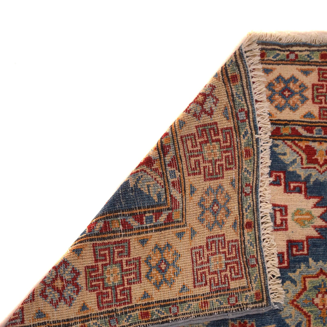 Blue Afghan Kazak Rug 2' 9" x 3' 8" Hand-Knotted | No. AL33054