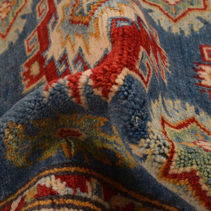 Blue Afghan Kazak Rug 2' 9" x 3' 8" Hand-Knotted | No. AL33054