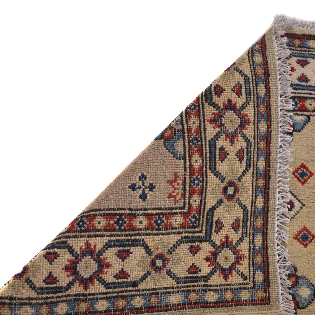 Beige Afghan Kazak Rug 2' 9" x 9' 7" Hand-Knotted | No. AL33189
