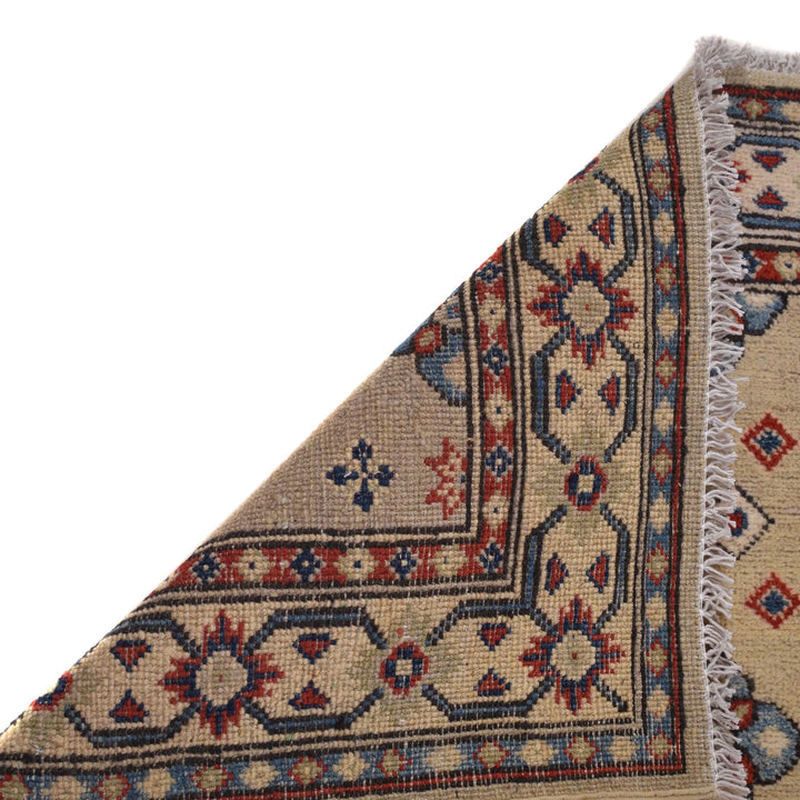 Beige Afghan Kazak Rug 2' 9" x 9' 7" Hand-Knotted | No. AL33189