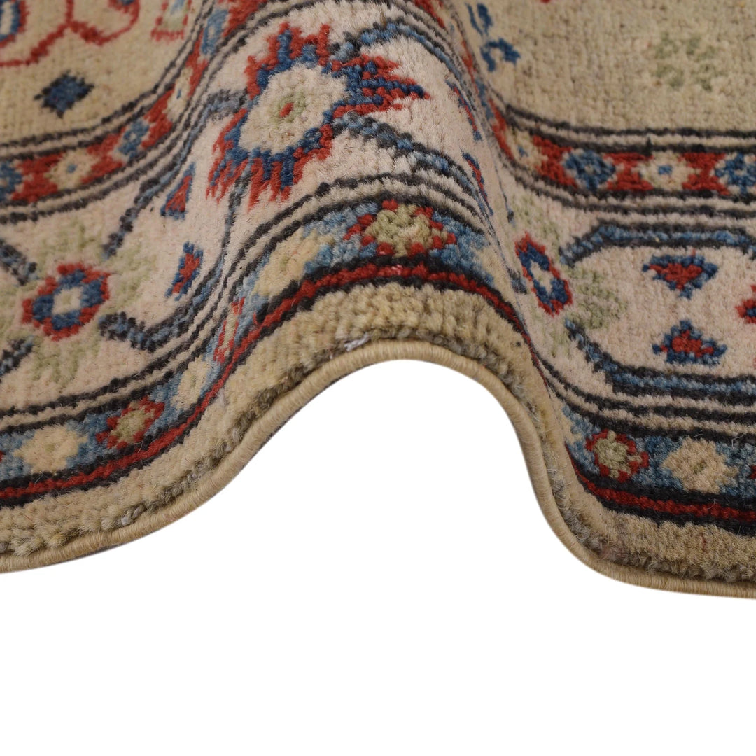 Beige Afghan Kazak Rug 2' 9" x 9' 7" Hand-Knotted | No. AL33189