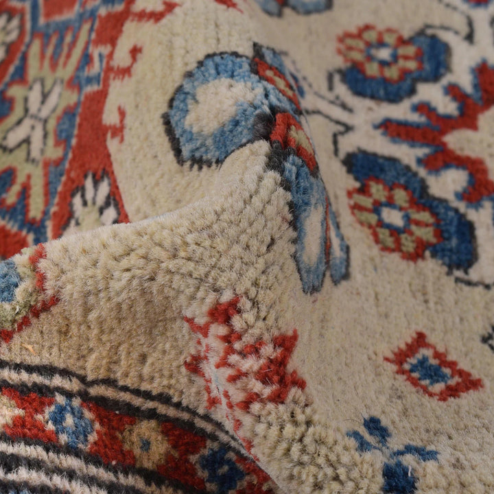 Beige Afghan Kazak Rug 2' 9" x 9' 7" Hand-Knotted | No. AL33189