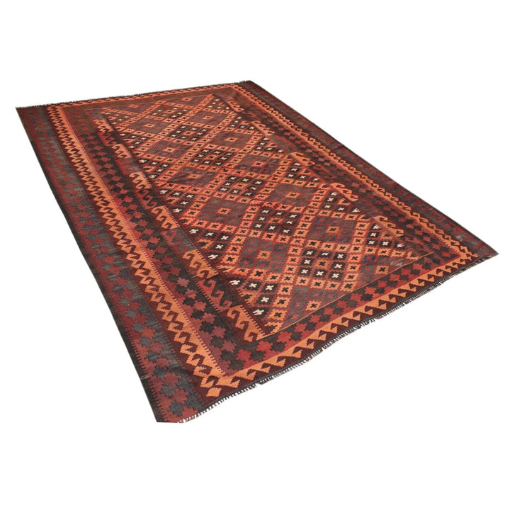 Red Afghan Kilim Rug 6' 7" x 8' 4" Flat-Weave | No. AL33264