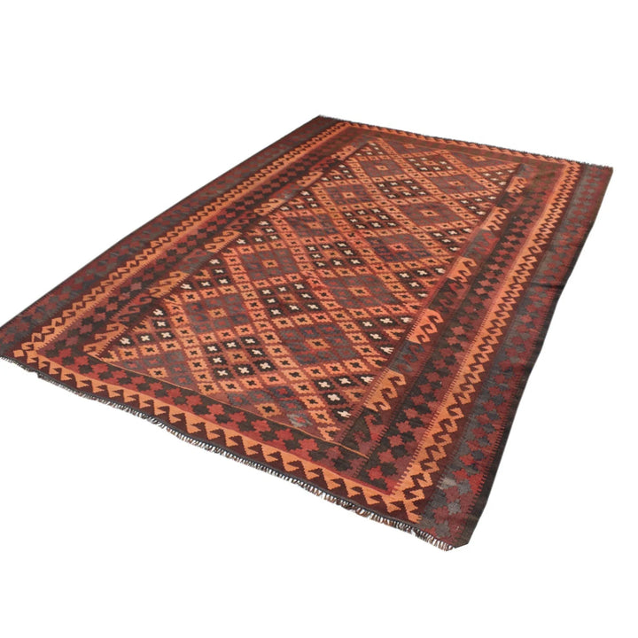 Red Afghan Kilim Rug 6' 7" x 8' 4" Flat-Weave | No. AL33264