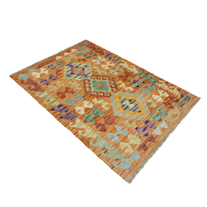 Afghan Vegetable Kilim Rug 2' 7" x 4' 0" Flat-Weave | No. AL333030