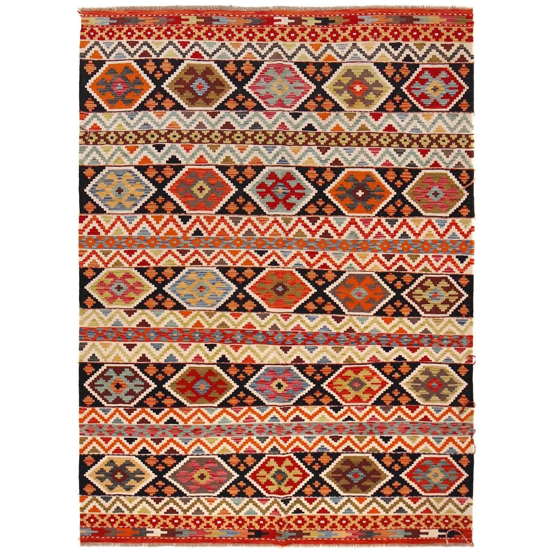 Afghan Kilim Rug 5' 11" x 7' 11" Flat-Weave | No. AL33305