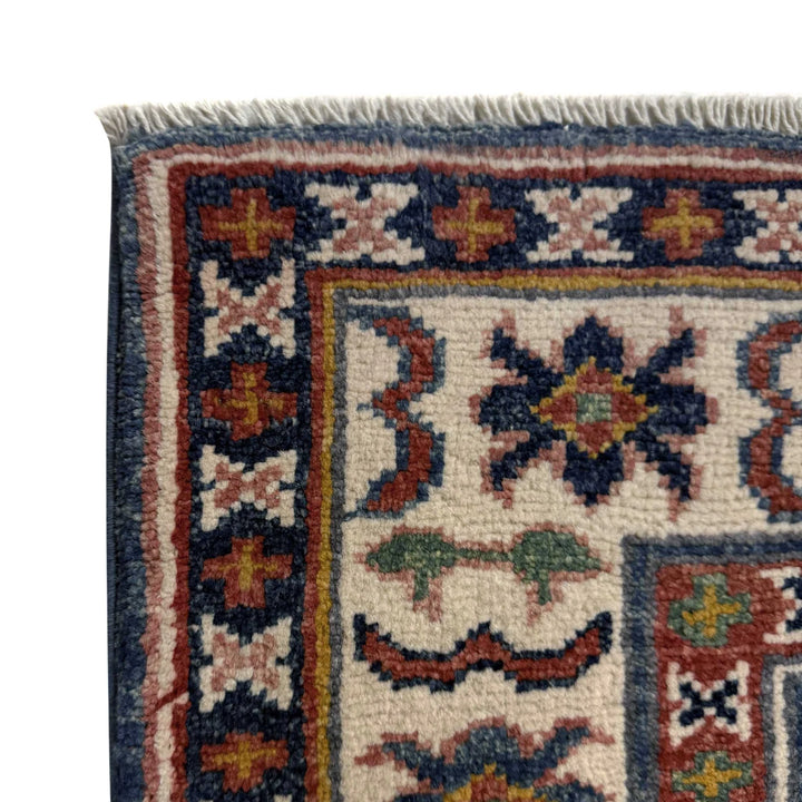 Blue Afghan Kazak Rug 2' 9" x 9' 7" Hand-Knotted | No. AL33314