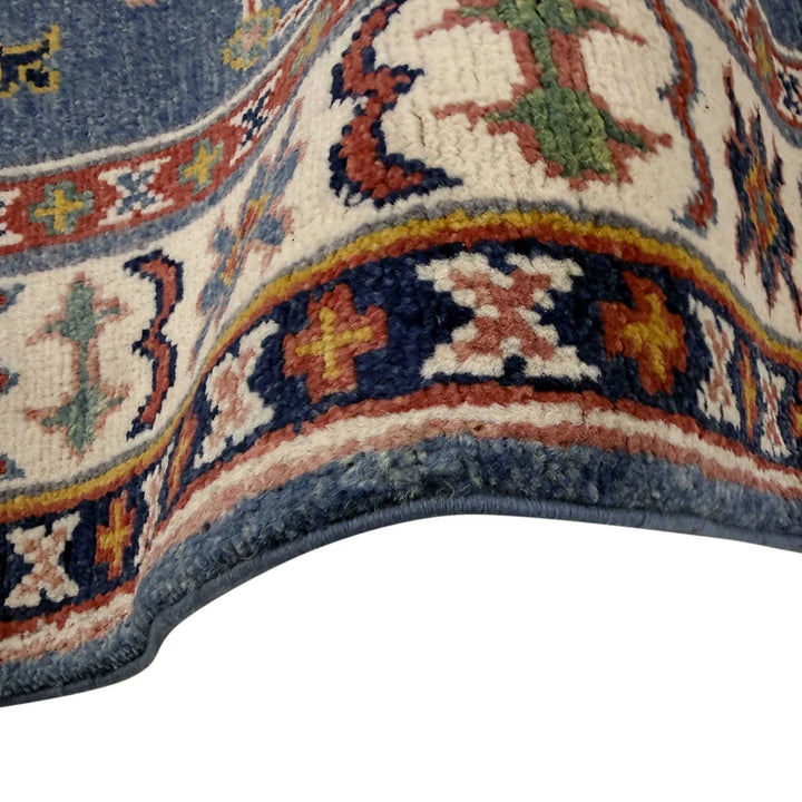 Blue Afghan Kazak Rug 2' 9" x 9' 7" Hand-Knotted | No. AL33314