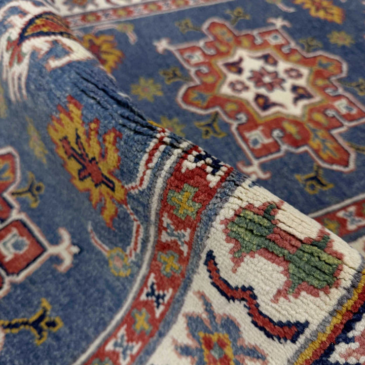 Blue Afghan Kazak Rug 2' 9" x 9' 7" Hand-Knotted | No. AL33314