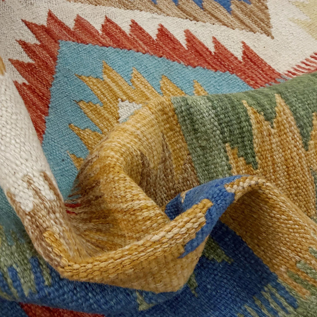 Afghan Vegetable Kilim Rug 5' 6" x 8' 0" Flat-Weave | No. AL333785