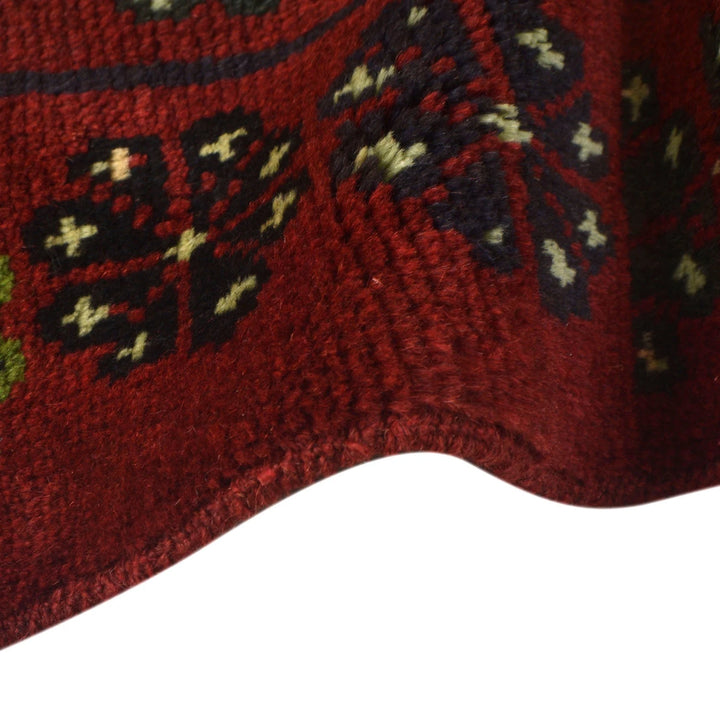Red Afghan Baluchi Rug 4' 4" x 5' 9" Hand-Knotted | No. AL33379