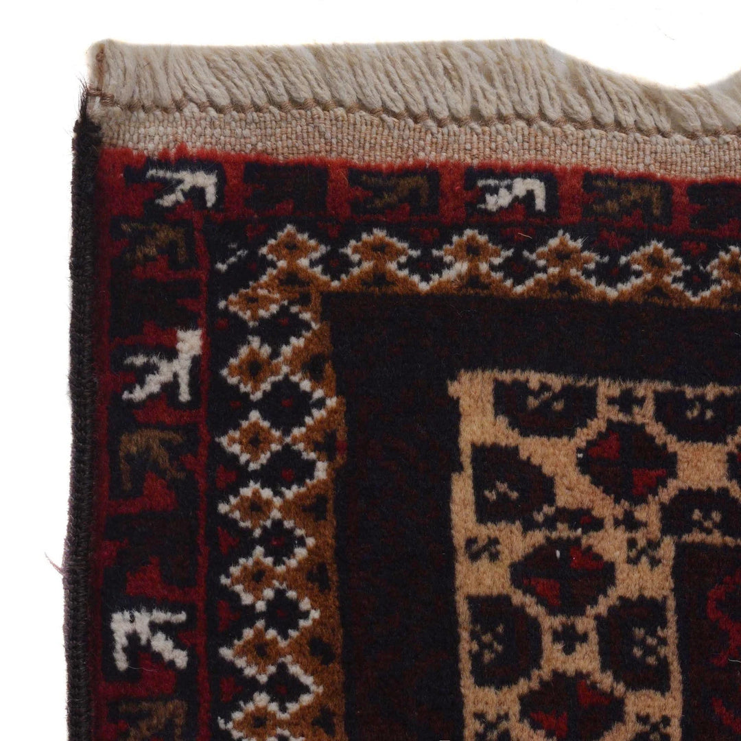 Red Afghan Prayer Rug 3' 1" x 4' 6" Hand-Knotted | No. AL33446