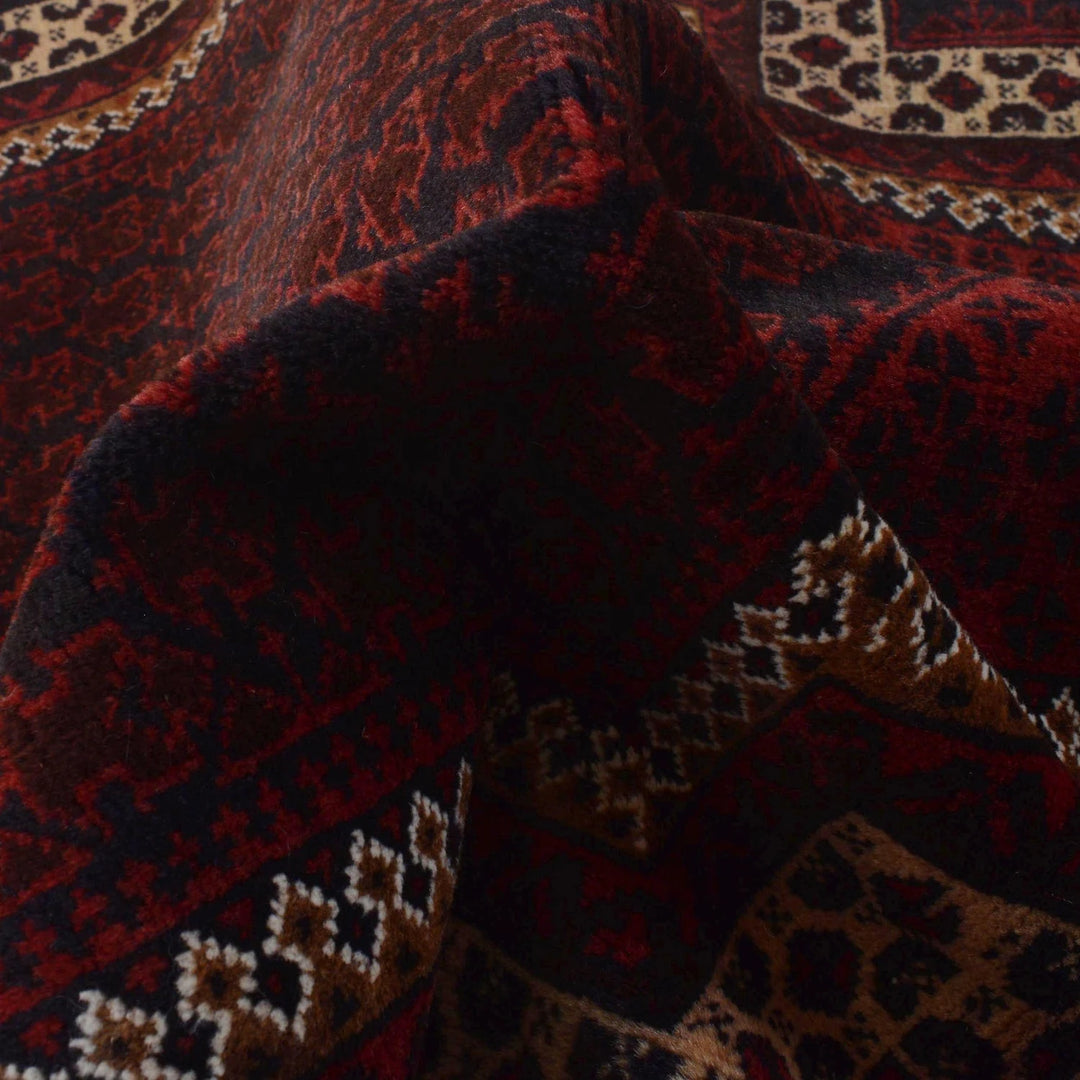 Red Afghan Prayer Rug 3' 1" x 4' 6" Hand-Knotted | No. AL33446