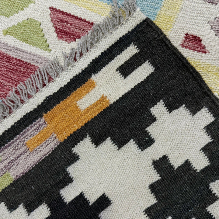 Afghan Vegetable Kilim Rug 5' 4" x 7' 10" Flat-Weave | No. AL334599