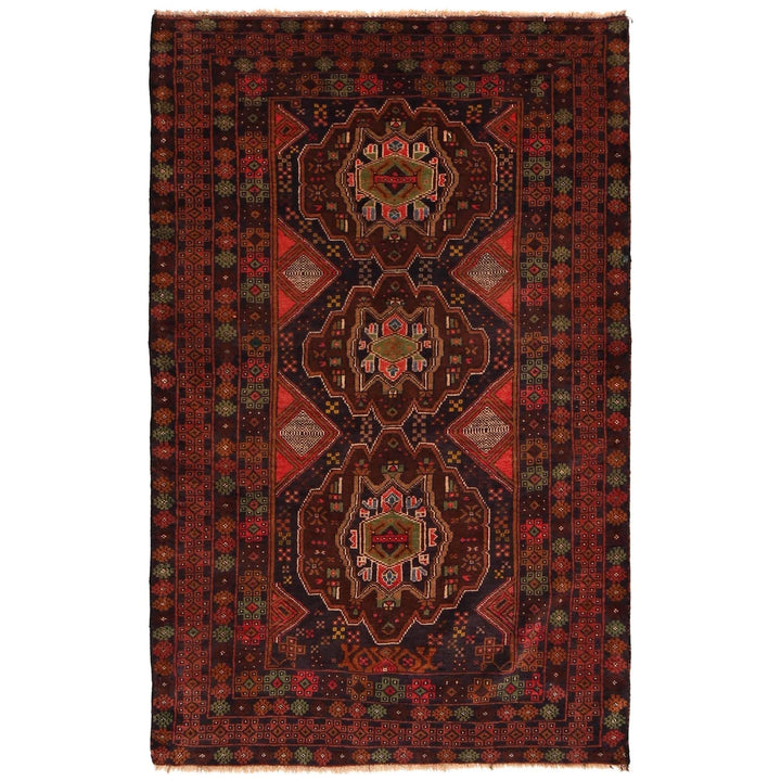 Afghan Baluchi Rug 4' 0" x 6' 3" Hand-Knotted | No. AL33503