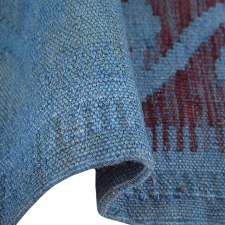 Blue Afghan Kilim Rug 3' 6" x 5' 2" Flat-Weave | No. AL33510