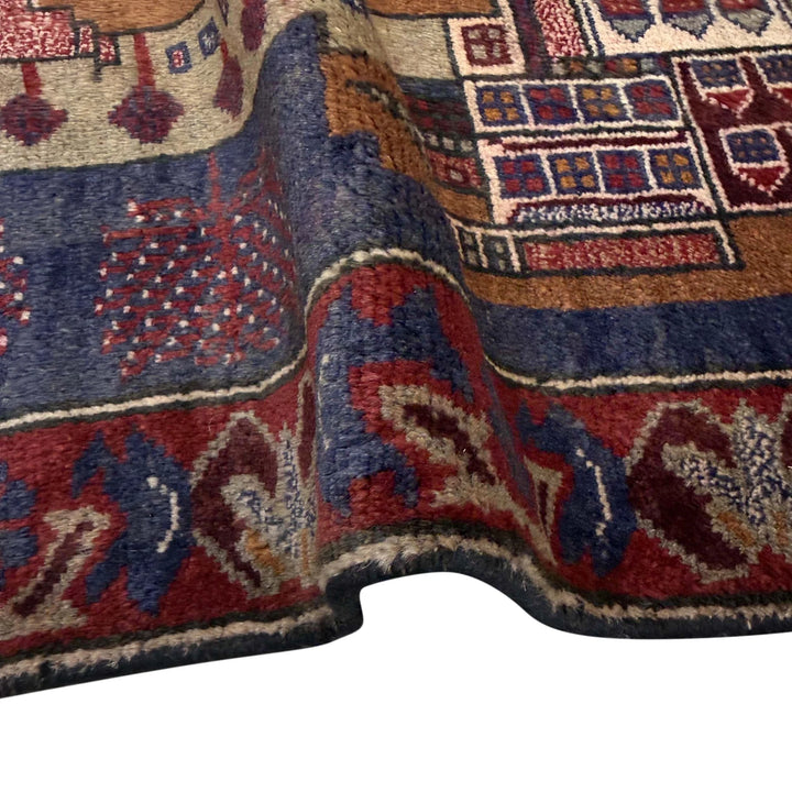 Multicolor Afghan Pictorial Rug 2' 11" x 4' 4" Hand-Knotted | No. AL33572