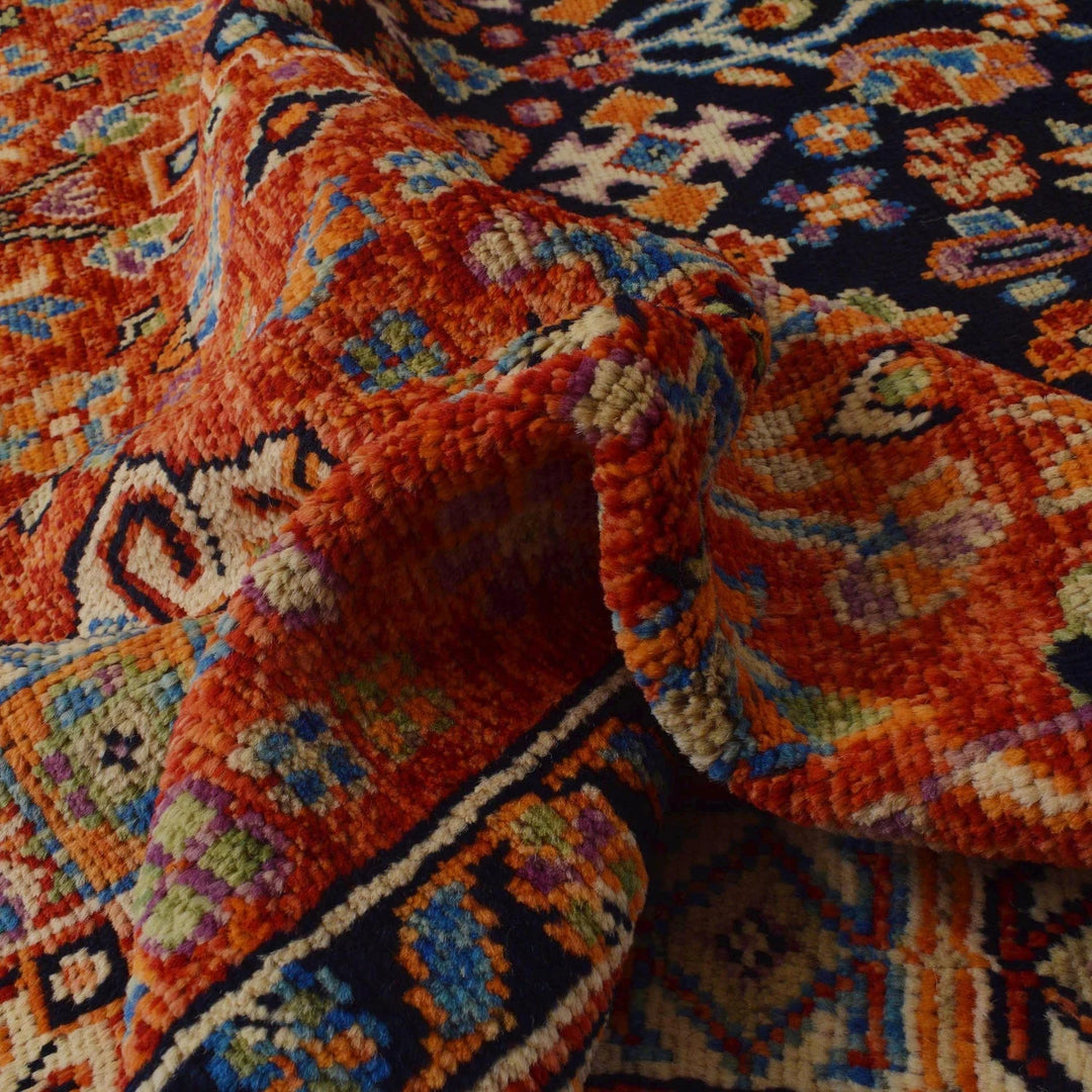 Red Afghan Shirazi Rug 6' 8" x 9' 9" Hand-Knotted | No. AL33574