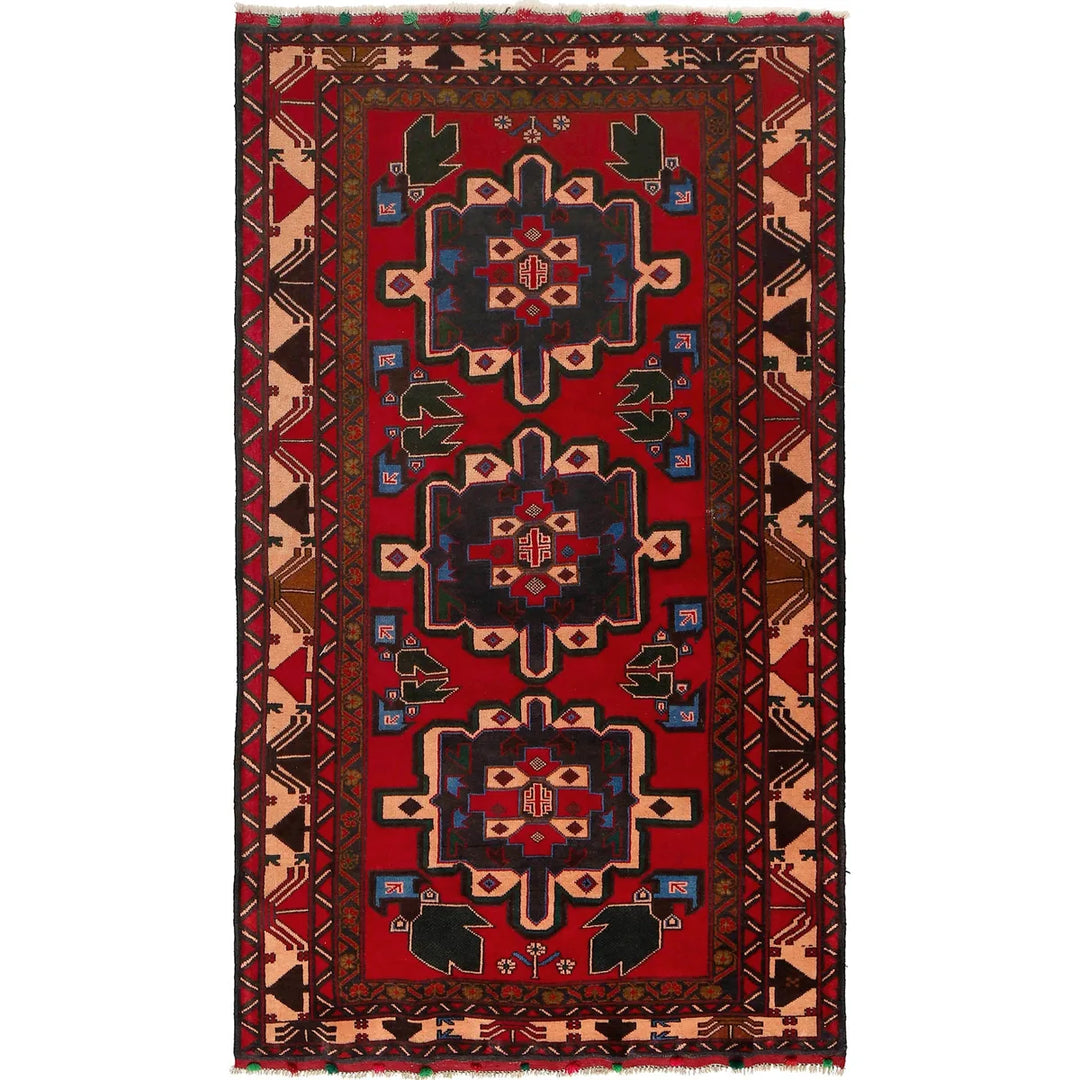 Afghan Baluchi Rug 4' 2" x 7' 2" Hand-Knotted | No. AL33575