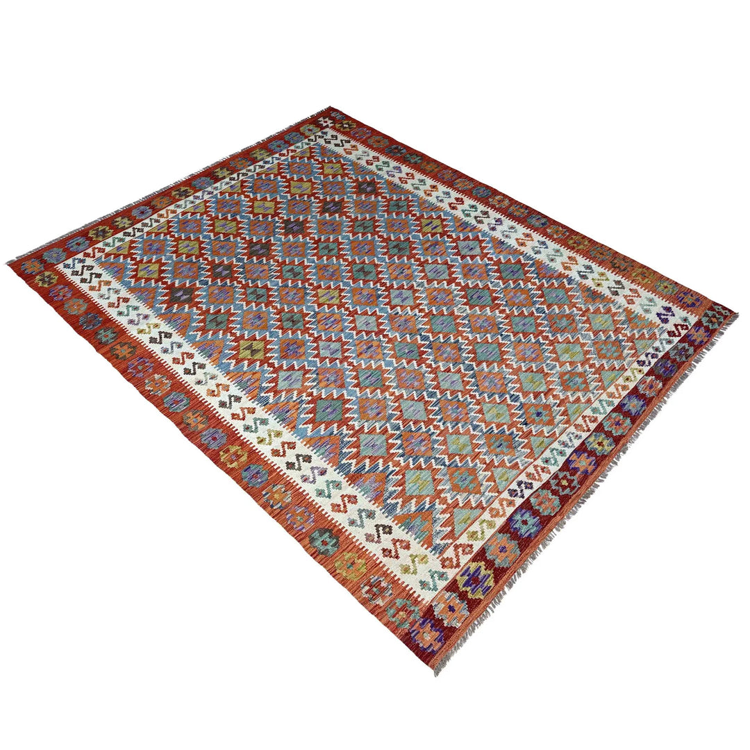 Afghan Vegetable Kilim Rug 7' 3" x 10' 4" Flat-Weave | No. AL33617