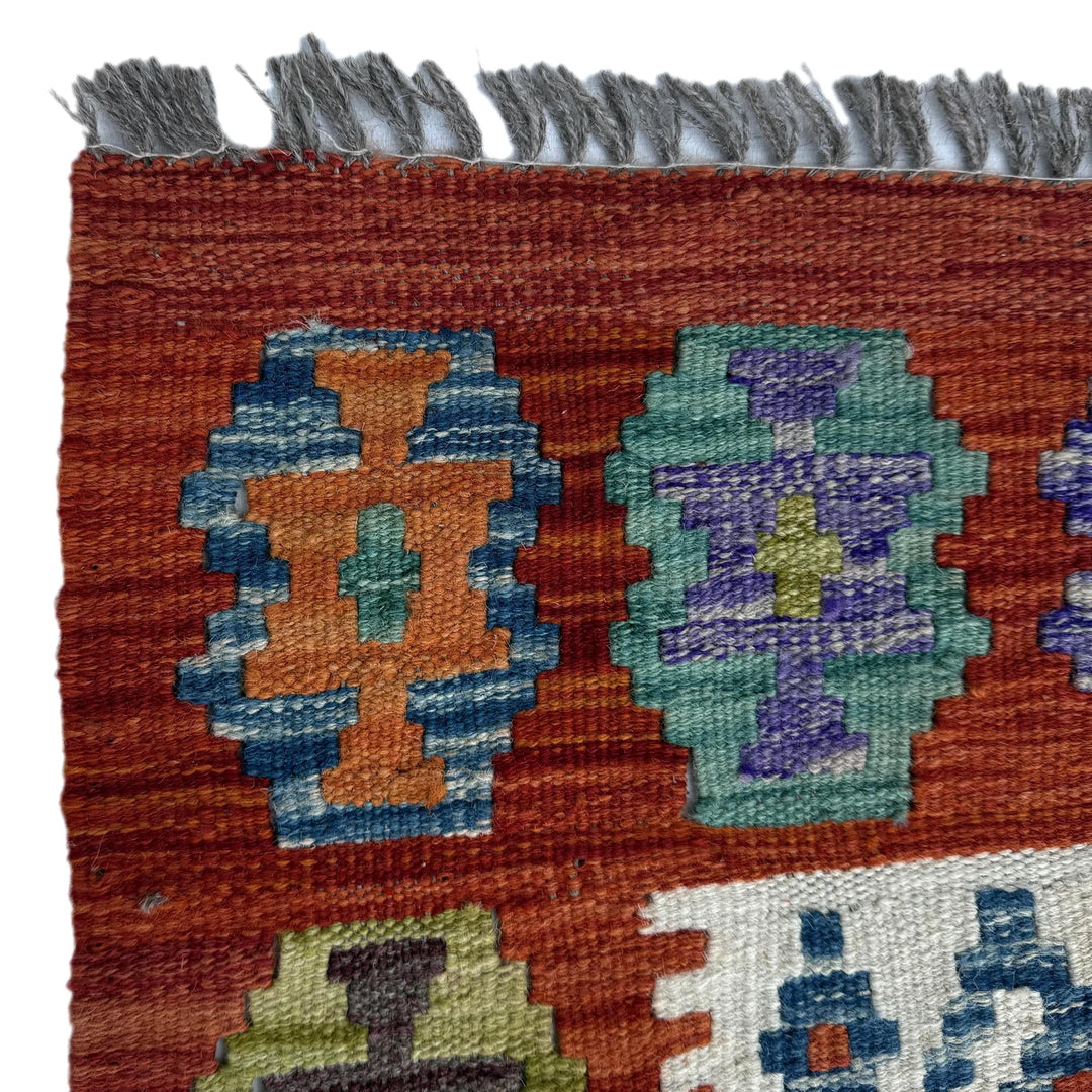 Afghan Vegetable Kilim Rug 7' 3" x 10' 4" Flat-Weave | No. AL33617