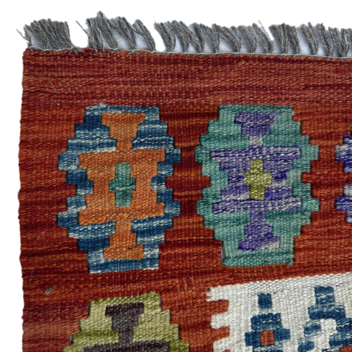 Afghan Vegetable Kilim Rug 7' 3" x 10' 4" Flat-Weave | No. AL33617