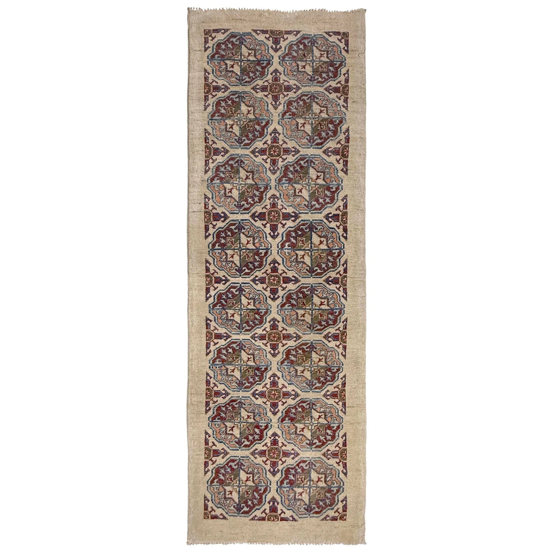Beige Afghan Waziri Runner Rug 2' 7" x 7' 11" Hand-Knotted | No. AL33665