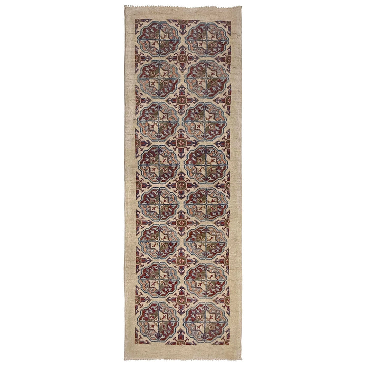 Beige Afghan Waziri Runner Rug 2' 7" x 7' 11" Hand-Knotted | No. AL33665