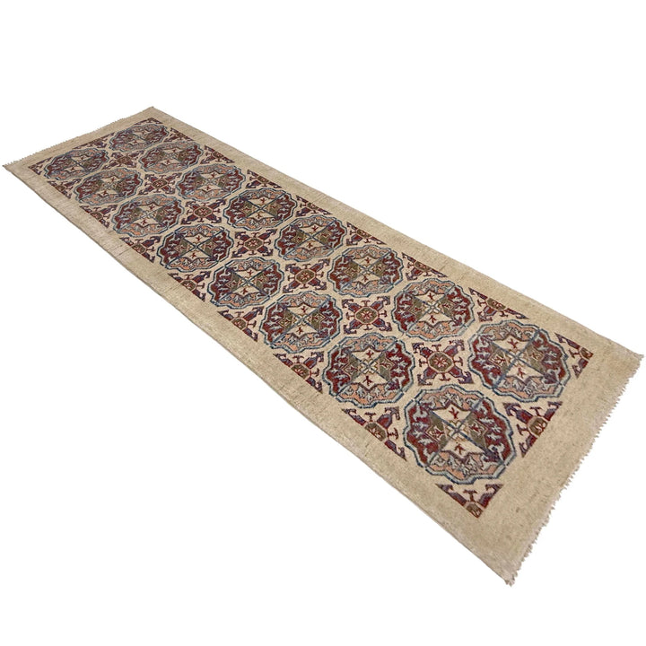 Beige Afghan Waziri Runner Rug 2' 7" x 7' 11" Hand-Knotted | No. AL33665