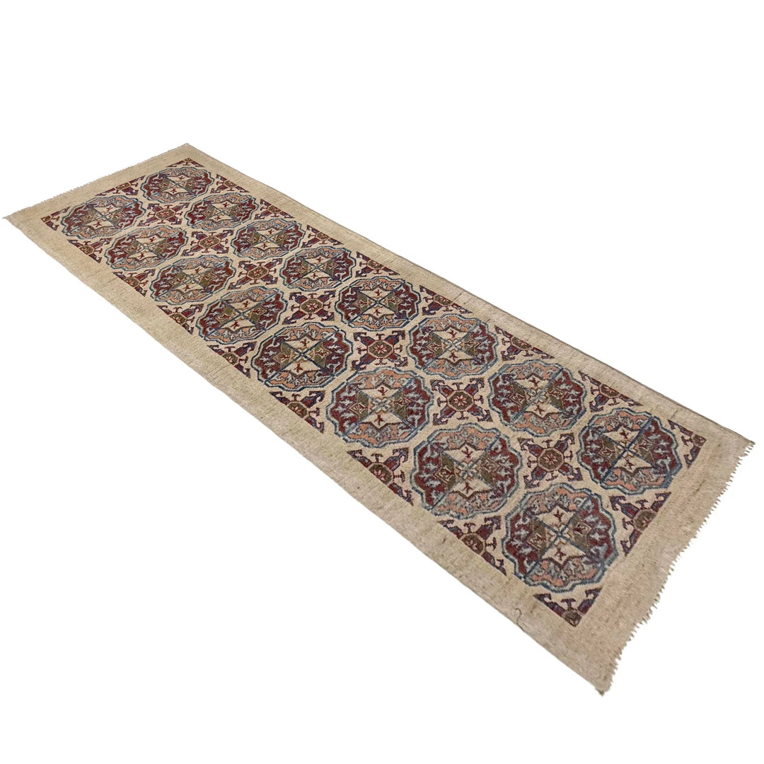 Beige Afghan Waziri Runner Rug 2' 7" x 7' 11" Hand-Knotted | No. AL33665