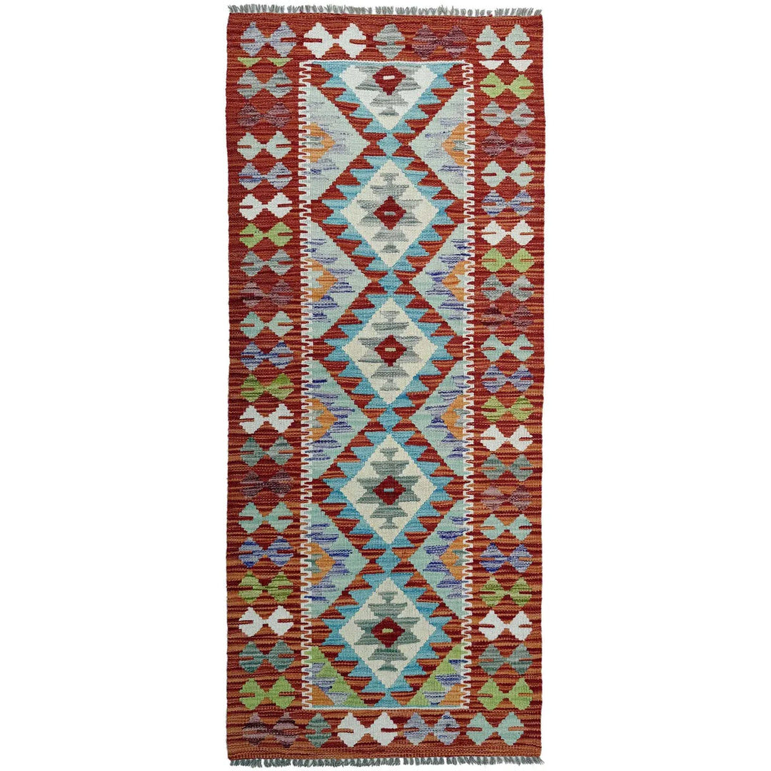 Afghan Vegetable Kilim Rug 2' 5" x 6' 6" Flat-Weave | No. AL336701